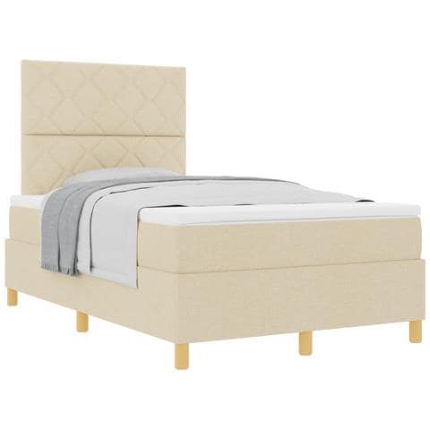 Letto a contenitore con materasso crema 120x200 cm tessuto - Foto 1