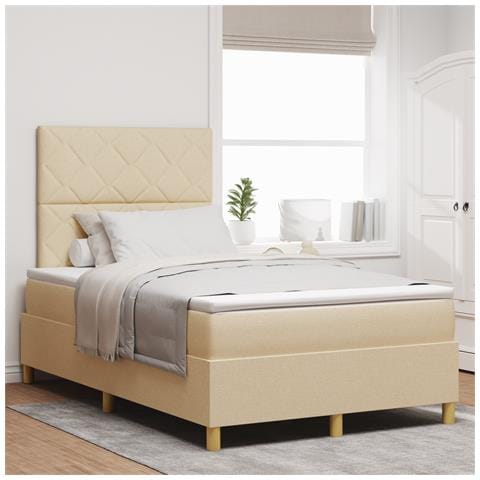 Letto a contenitore con materasso crema 120x200 cm tessuto - Foto 2