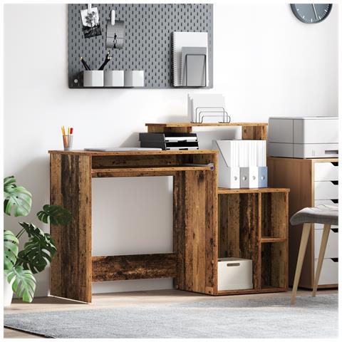 Scrivania con Storage Legno Antico 120.5x44x88.5 cm Legno Ingegnerizzato - Foto 2