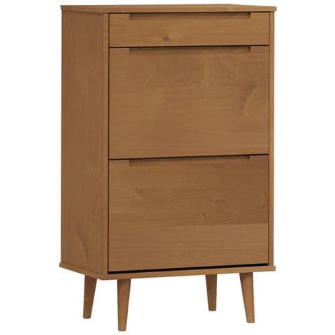 Scarpiera MOLDE Marrone 59,5x35x103cm in Legno Massello di Pino - Foto 1