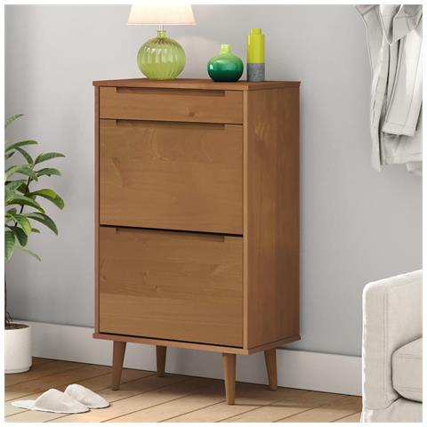 Scarpiera MOLDE Marrone 59,5x35x103cm in Legno Massello di Pino - Foto 2