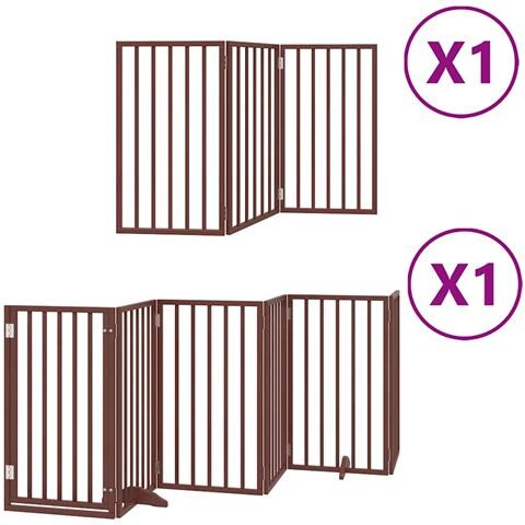 Cancello Cani Porta Pieghevole Marrone 9 Pannelli 450cm Pioppo - Foto 1