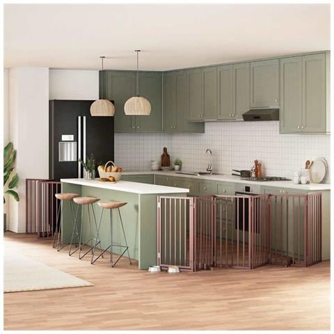 Cancello Cani Porta Pieghevole Marrone 9 Pannelli 450cm Pioppo - Foto 2