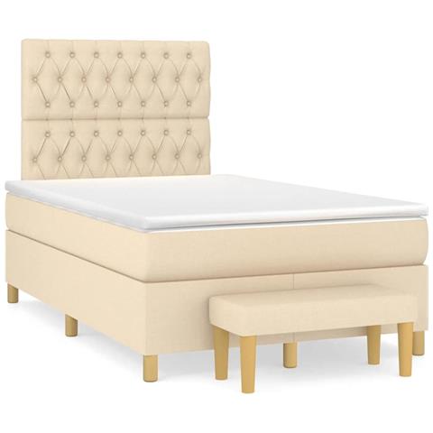 Giroletto a Molle con Materasso Crema 120x190 cm in Tessuto - Foto 1