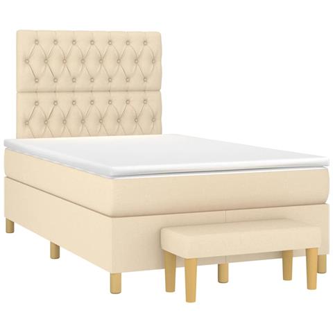 Giroletto a Molle con Materasso Crema 120x190 cm in Tessuto - Foto 2