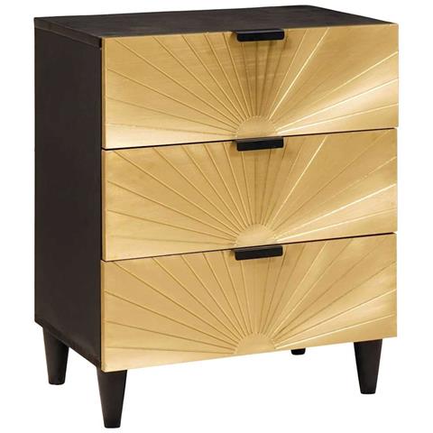 Comodino con cassetto Nero e Oro 50 x 33 x 60 cm - Foto 1