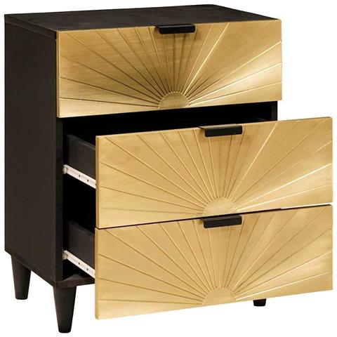 Comodino con cassetto Nero e Oro 50 x 33 x 60 cm - Foto 2