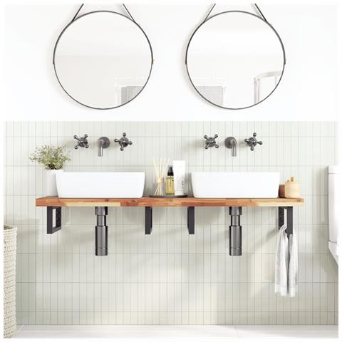 Piano per Tavolo 140x40x4 cm Rettangolare Legno Massello Acacia - Foto 2