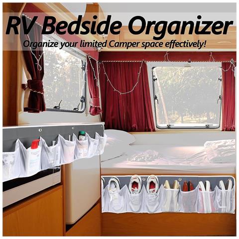 Organizzatore Sospeso A 8 Tasche Per Camper - Borsa Da Comodino In Tessuto Non Tessuto Black - Foto 4