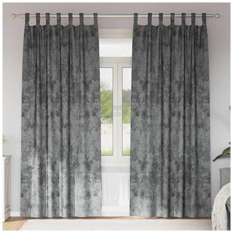 Tenda con tende 2 pcs Grigio 245 x 140 cm Velluto - Foto 2