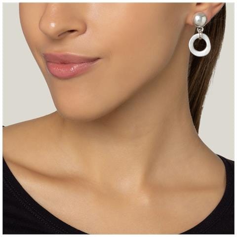 Orecchino Pendente In Argento, Cerchio Pendente Placcato Argento - Foto 2