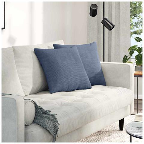 Cuscini da Divano 2 pcs Blu 45 x 45 cm Tessuto in Cords - Foto 2
