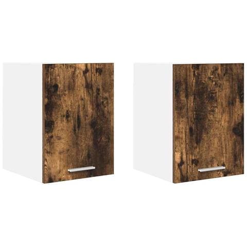 Armadio pensile con porta Riga 2 pcs Rovere Affumicato e Bianco - Foto 1