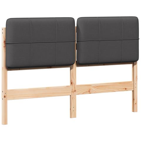 Testiera imbottita Marrone e grigio scuro 140 cm Pino massello - Foto 1