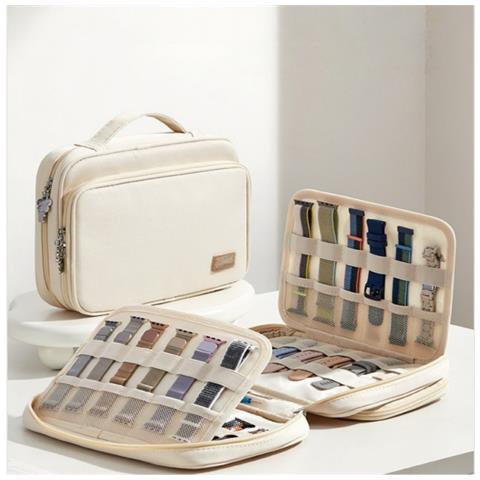 Custodia Portatile Per Cinturini E Cavi Apple Watch - Borsa Da Viaggio Grande Capacità Beige - Foto 2