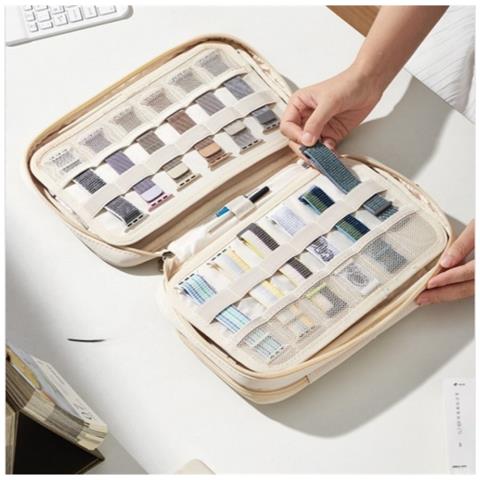 Custodia Portatile Per Cinturini E Cavi Apple Watch - Borsa Da Viaggio Grande Capacità Beige - Foto 5