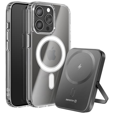 Pacchetto Magsafe Iphone 15 Pro Con Custodia Bimateriale E Powerbank Da 5000 Mah, Trasparente - Foto 1