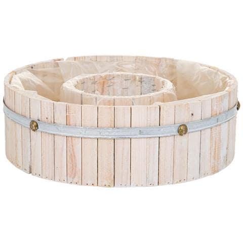 Cesto Tondo In Legno Marrone 40x40x12h - Foto 1