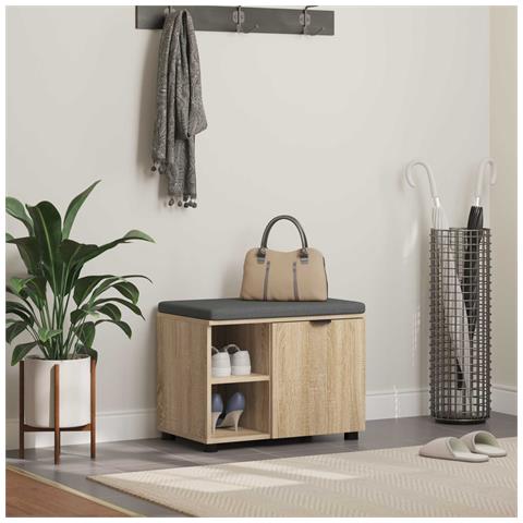 Panca per ingresso con cuscino Rovere Sonoma 60 x 38 x 46 cm - Foto 2