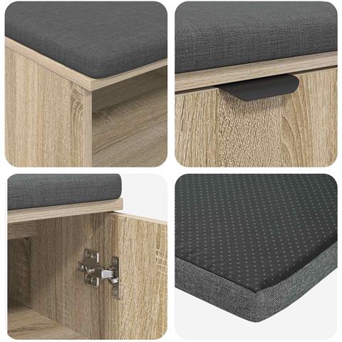 Panca per ingresso con cuscino Rovere Sonoma 60 x 38 x 46 cm - Foto 9