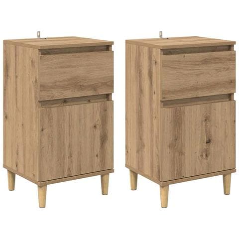 Armadio da Notte 2 pcs Rovere artigianale 40 x 35 x 70 cm - Foto 1
