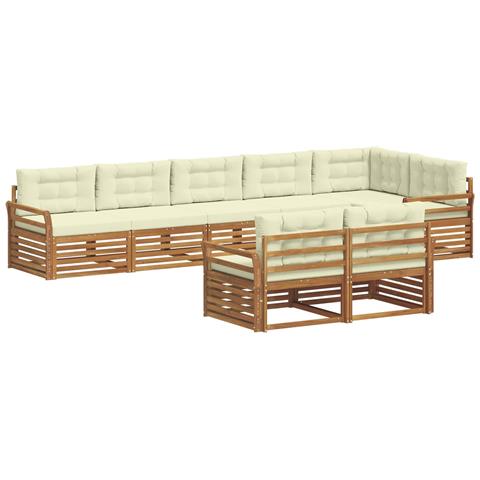 Set di divani da esterno con cuscino 8 pcs Naturale e Crema - Foto 1