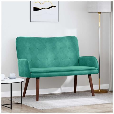 Sofa a Due Posti Turchese 115 x 61 x 87 cm Velluto - Foto 2