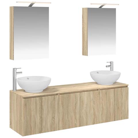 Set di Armadi da Bagno 5 pcs Rovere Sonoma Legno ingegnerizzato - Foto 1