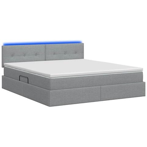 Letto con contenitore LED e materasso Grigio Chiaro - Foto 9