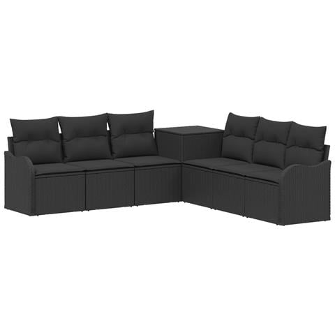 Set di divani 7 pz Nero Rattan sintetico e Acciaio - Foto 1