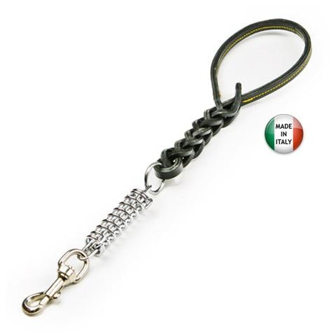 Guinzaglio in cuoio 50 cm tripla treccia con molla colori assortiti - Foto 1