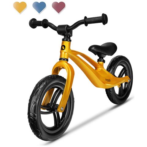 Bart Bici Senza Pedali Da 2 Anni Fino A 30 Kg Telaio In Magnesio Ruote Eva Da 12 Pollici Volante E Sella Regolabili In Altezza Poggiapiedi Ultra Leggero, Oro - Foto 1