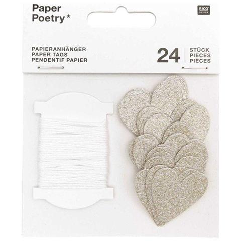 24 Etichette Appese Cuore Con Glitter - Foto 1