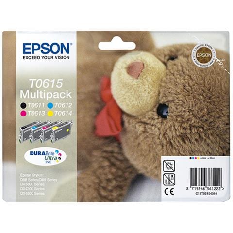 Multipack T0615 Teddybear Cartuccia Ink Originale Nero / Ciano / Magenta / Giallo per Stylus DX4850 / DX4800 / D88+  - Foto 1