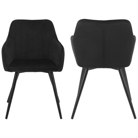 Set Di 2 Sedie In Velluto Nero Bertille - Foto 10