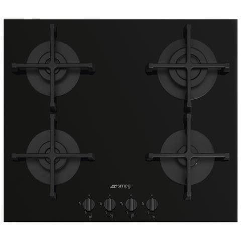 Smeg Piano Cottura PV264B a Gas 4 Fuochi Colore Nero Smeg Piano Cottura PV264B a Gas 4 Fuochi Colore Nero