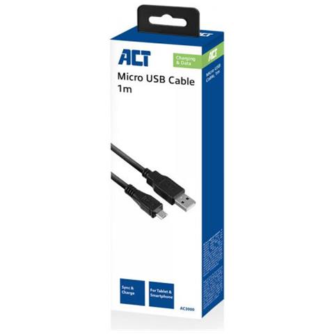 Ac3000 Cavo Usb 1 M Usb 2.0 Usb A Micro-usb B Nero - Foto 2