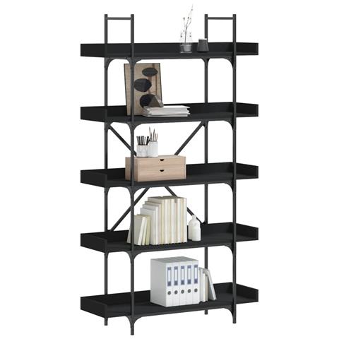 Libreria A 5 Ripiani Nera 100x33x180,5 Cm In Legno Multistrato - Foto 1