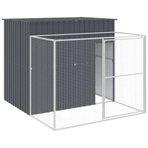 Casetta Cani con Corsa Antracite 214x253x181 cm Acciaio Zincato - Foto 1