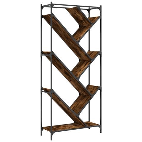 Libreria Rovere Fumo 79x30x180 Cm Legno Multistrato E Metallo - Foto 2