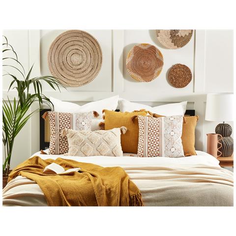 Cuscino Decorativo Malus Cotone 45 X 45 Cm Orientale Stampa A Blocchi Marrone Chiaro - Foto 1