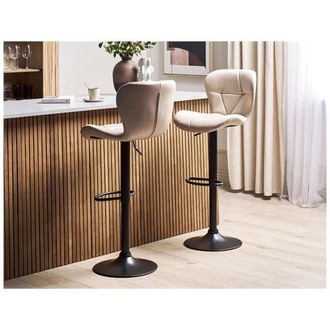 Set Di 2 Sedie Alte Valetta Pelle Sintetica Beige Chiaro - Foto 1