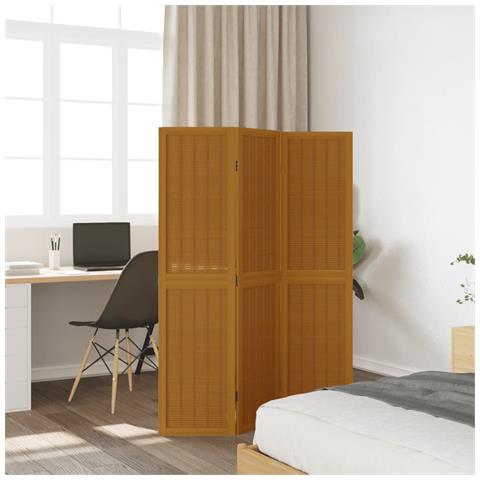 Divisorio Ambienti 3 Pannelli Marrone Scuro Massello Paulownia - Foto 3