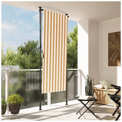 Tenda A Rullo Esterno Arancio Bianca 100x270cm Tessuto Acciaio - Foto 9