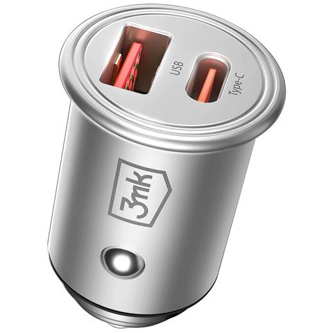 Caricatore Accendisigari Compatto 45w 1x Usb E 1x Usb-c, Argento - Foto 1