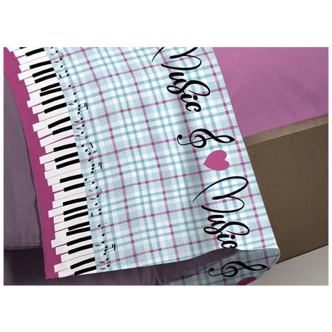 Completo Lenzuola Linea Pensieri Delicati 100% Cotone Disegno Musica Piazza E Mezza Rosa - Foto 5