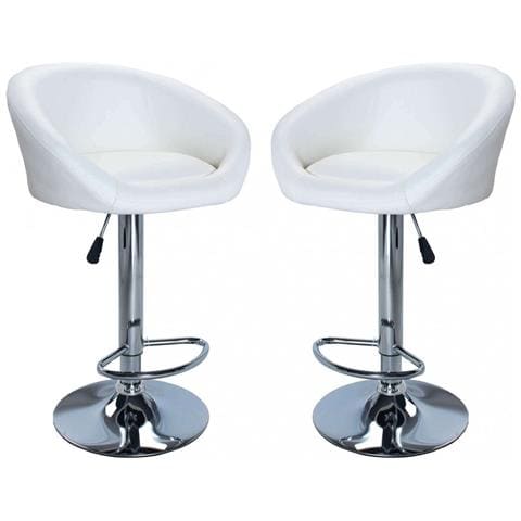 Sgabello Da Interno Con Struttura Regolabile In Acciaio E Seduta In Ecopelle Imbottito Big Skin - White - Foto 1