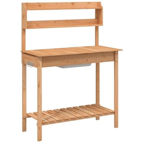 Tavolo Invaso Con Lavello Marrone 147,5x44x139,5 Massello Abete - Foto 1
