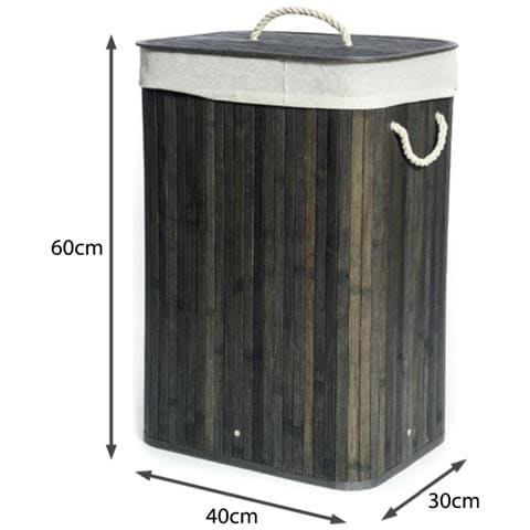 Cesta Portabiancheria Con Coperchio Contenitore Multiuso Bamboo Tinta Unita Cesta Grigio - Foto 2