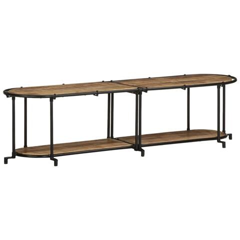 Mobile Porta Tv 160x42x40 Cm In Massello Di Mango Grezzo - Foto 3